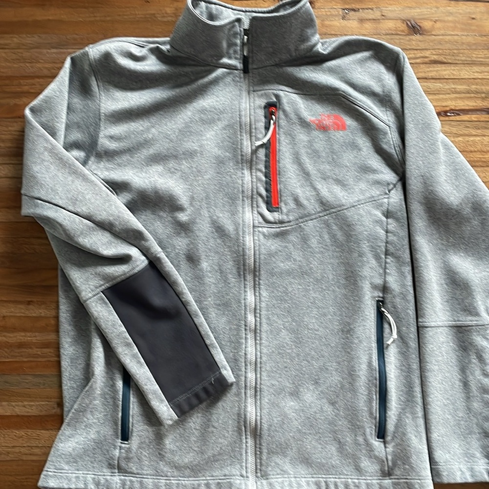 The North Face Fleece Jacket - Gray with Orange accents - EUC - Large